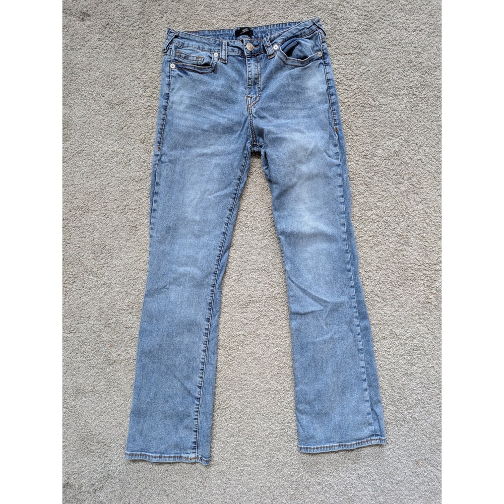 True Religion Becca Mid Rise Bootcut Jeans Women 33 Blue Denim Horseshoe Pocket